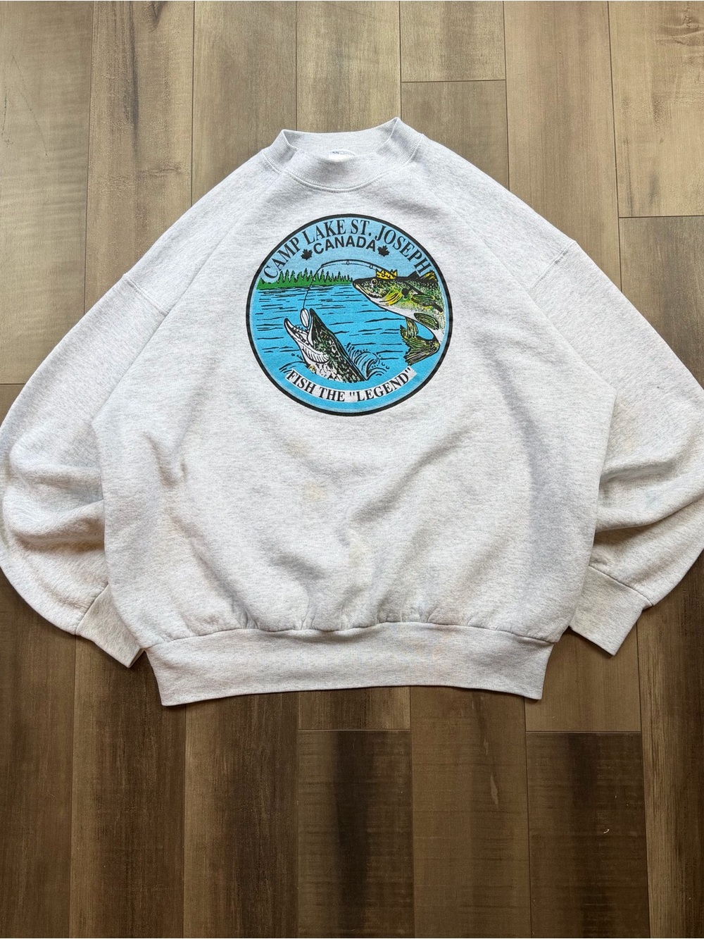 Vintage Lake St Joseph Canada Crewneck Mens XL Largemouth Bass Fishing Outdoor